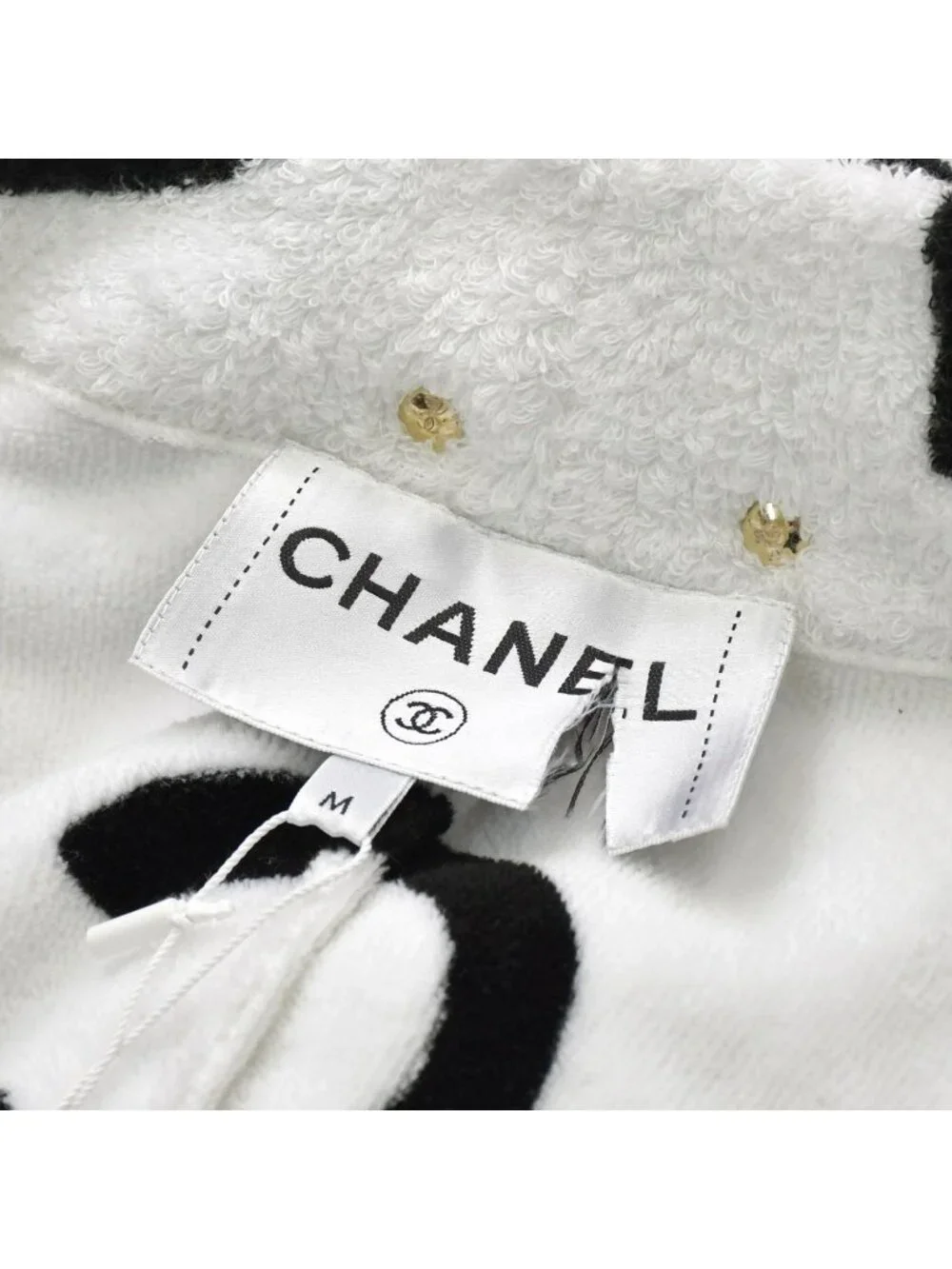 Chanel Logo Bathrobe Jacket Gown Black White